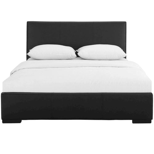 Cadre de lit King en simili-cuir noir
