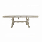 Table à manger, piédestal double, bois blanc cassé