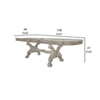 Table à manger, piédestal double, bois blanc cassé