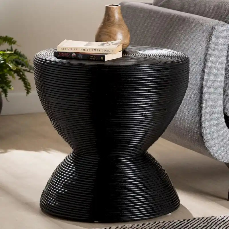 Table d'appoint Tokyo en rotin naturel stratifié - Table sablier