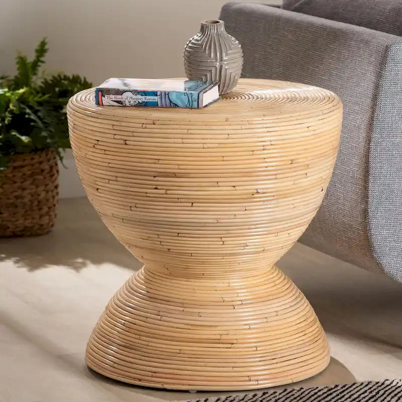 Table d'appoint Tokyo en rotin naturel stratifié - Table sablier