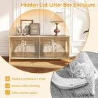 Meuble cache litière double pour 2 chats en bois