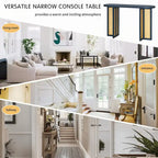 Console de table d'entrée en rotin de style rustique, bleu marine
