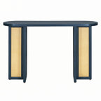 Console de table d'entrée en rotin de style rustique, bleu marine