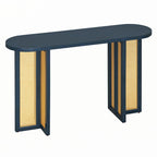 Console de table d'entrée en rotin de style rustique, bleu marine