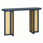 Console de table d'entrée en rotin de style rustique, bleu marine