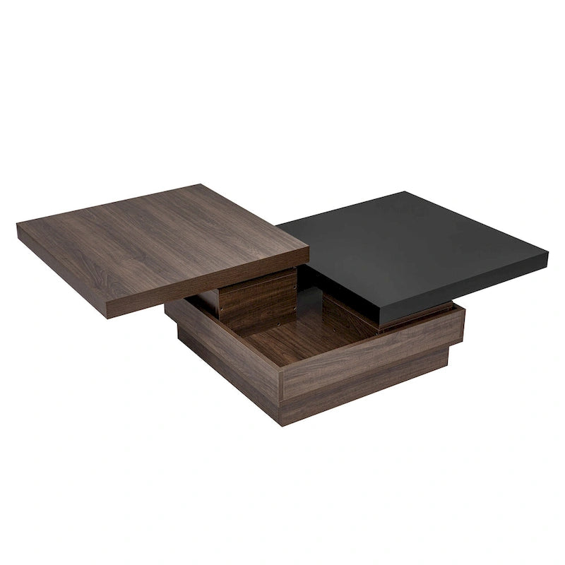 Table basse moderne à plateau pivotant à 2 niveaux