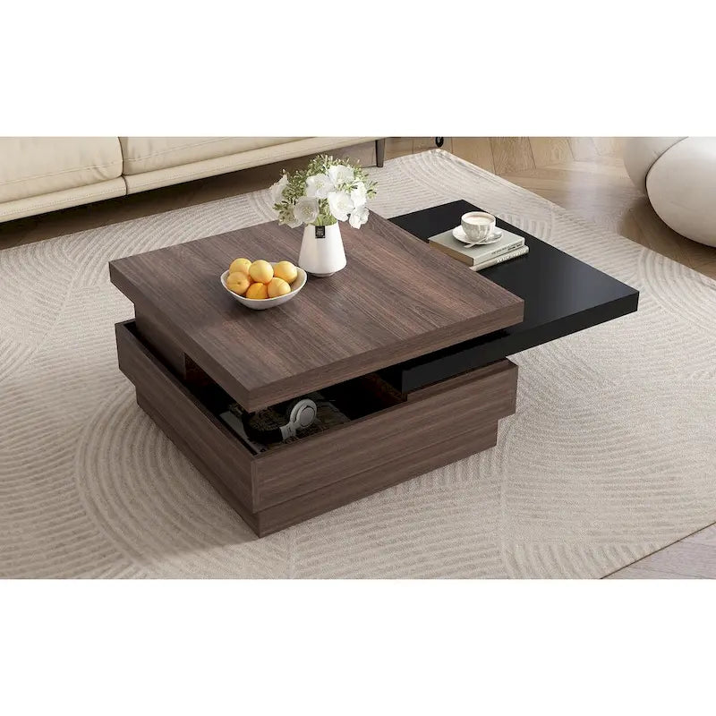 Table basse moderne à plateau pivotant à 2 niveaux