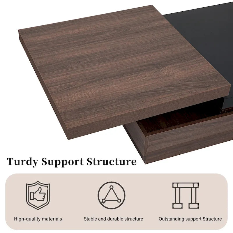 Table basse moderne à plateau pivotant à 2 niveaux
