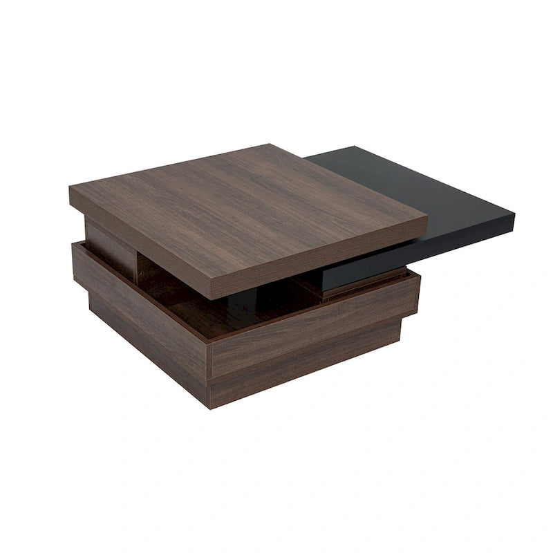 Table basse moderne à plateau pivotant à 2 niveaux