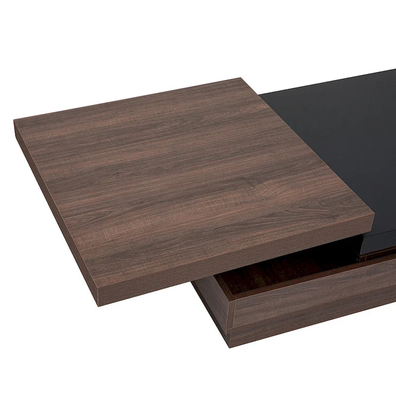 Table basse moderne à plateau pivotant à 2 niveaux