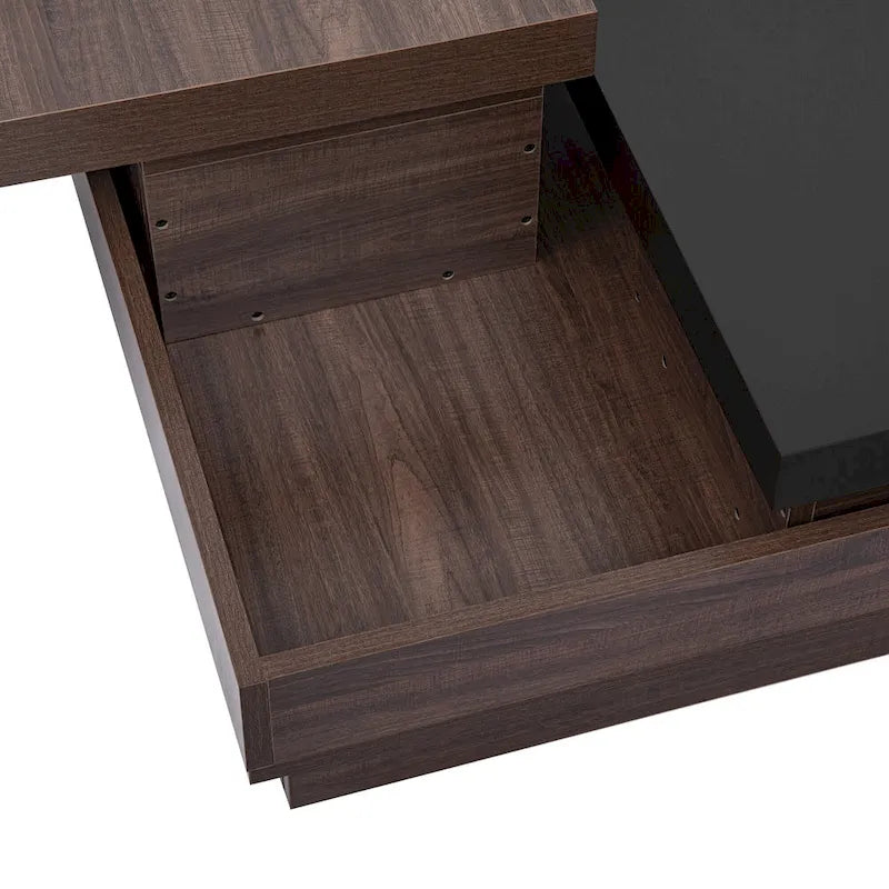 Table basse moderne à plateau pivotant à 2 niveaux