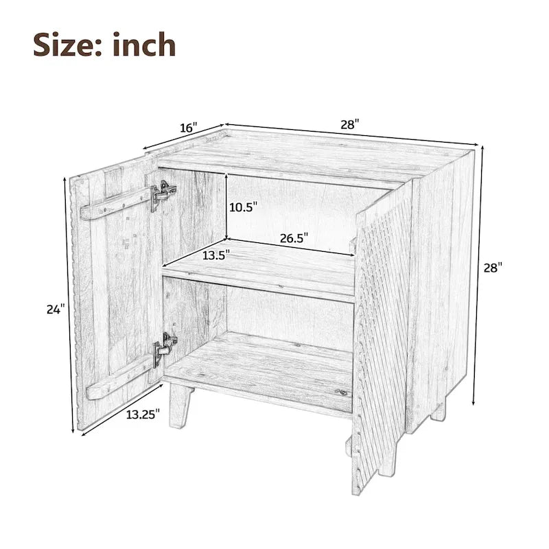 Meuble d'appoint en bois avec rangement et étagère réglable pour salle à manger