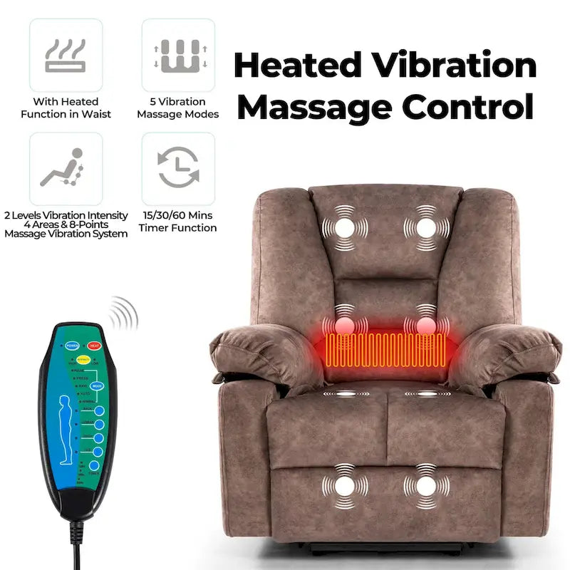 Fauteuil inclinable releveur électrique moderne, canapé de massage individuel avec chauffage lombaire