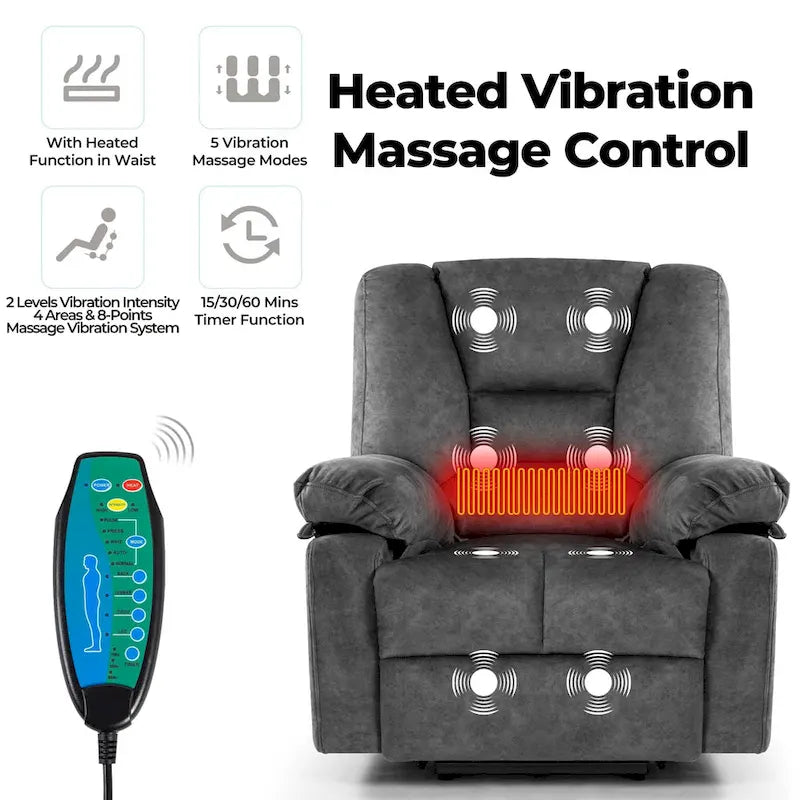 Fauteuil inclinable releveur électrique moderne, canapé de massage individuel avec chauffage lombaire