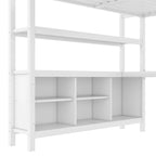 Lit mezzanine tout-en-un en métal avec bureau en L et armoire, pour chambres à coucher