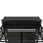 Lit mezzanine tout-en-un en métal avec bureau en L et armoire, pour chambres à coucher