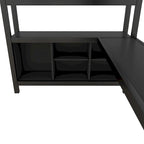 Lit mezzanine tout-en-un en métal avec bureau en L et armoire, pour chambres à coucher