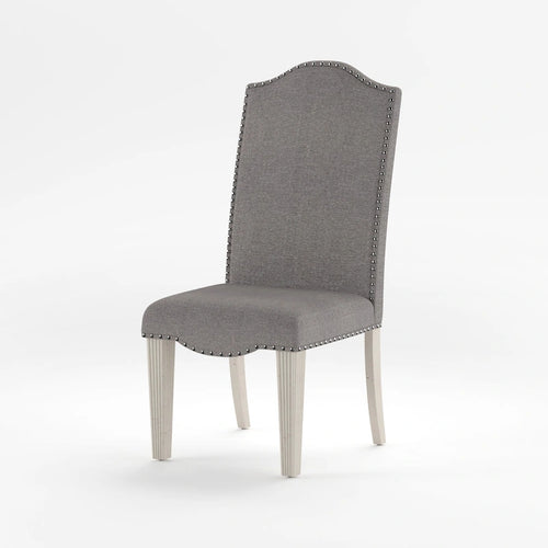 Chaises de salle à manger antiques en tissu gris