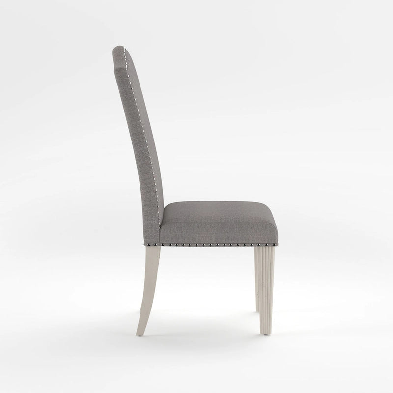 Chaises de salle à manger antiques en tissu gris