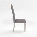 Chaises de salle à manger antiques en tissu gris