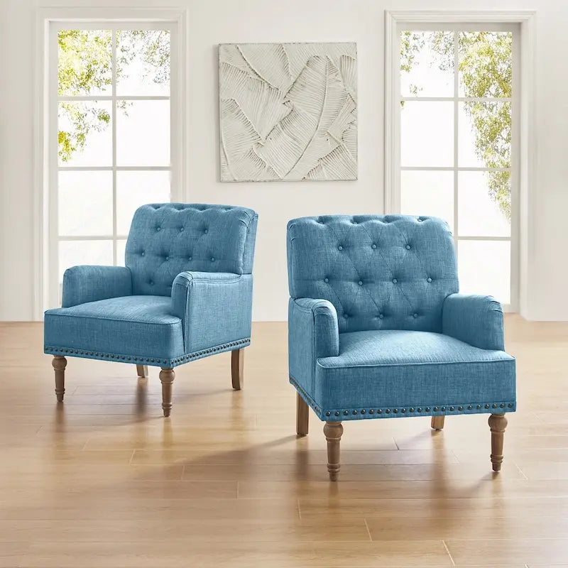 Fauteuil d'appoint rembourré traditionnel avec dossier capitonné