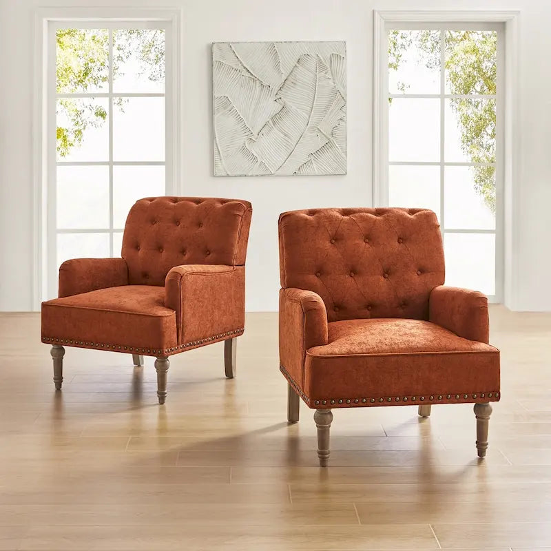 Fauteuil d'appoint rembourré traditionnel avec dossier capitonné