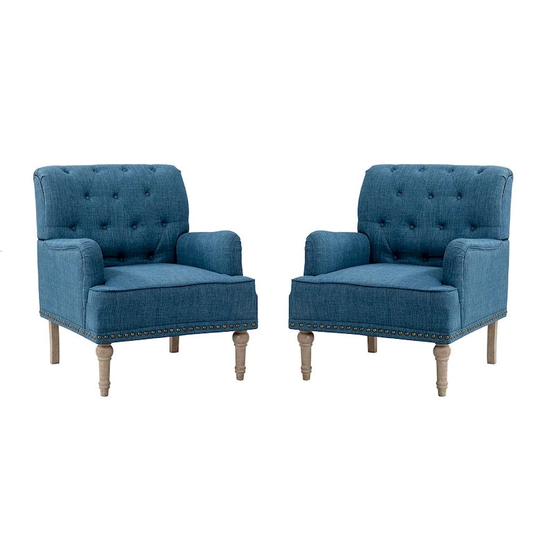 Fauteuil d'appoint rembourré traditionnel avec dossier capitonné