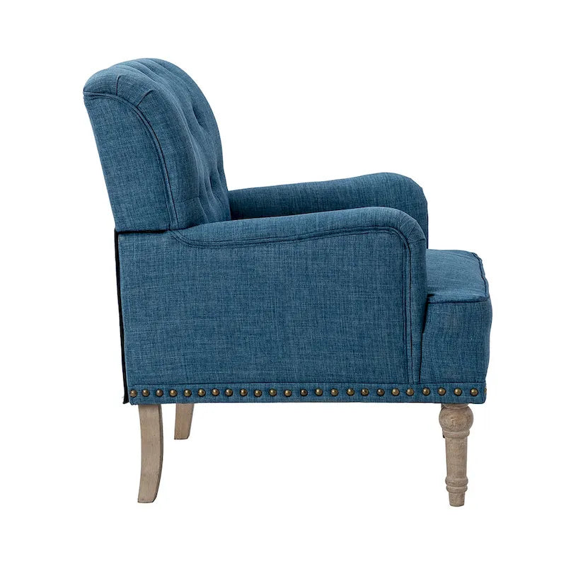 Fauteuil d'appoint rembourré traditionnel avec dossier capitonné
