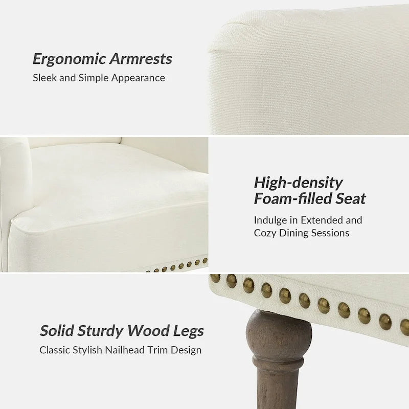 Fauteuil d'appoint rembourré traditionnel avec dossier capitonné