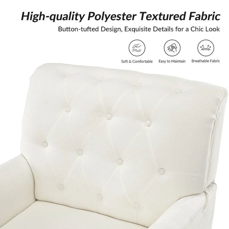 Fauteuil d'appoint rembourré traditionnel avec dossier capitonné