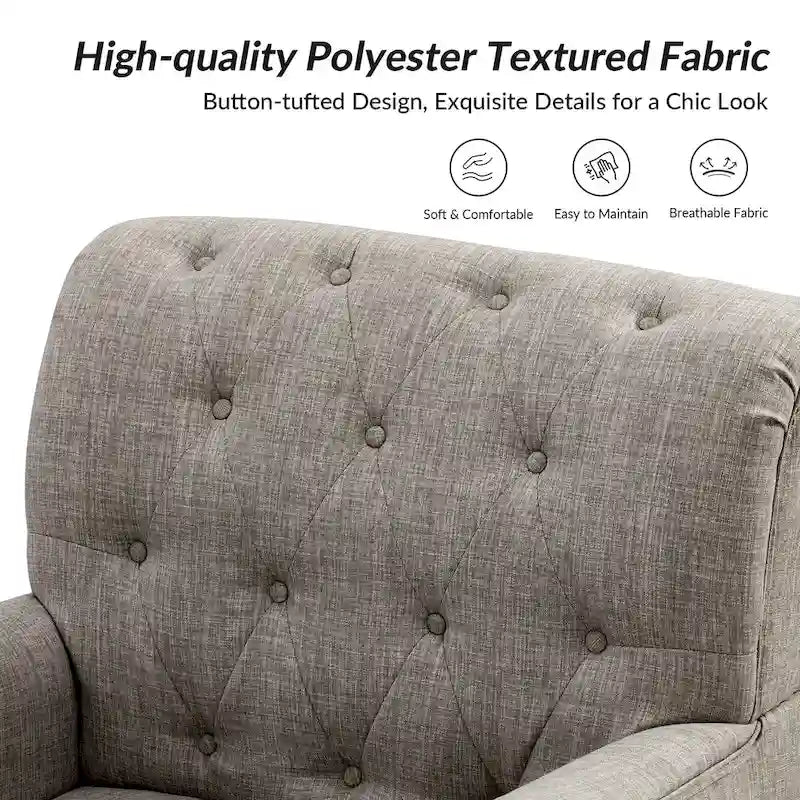 Fauteuil d'appoint rembourré traditionnel avec dossier capitonné