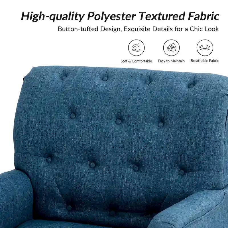 Fauteuil d'appoint rembourré traditionnel avec dossier capitonné