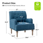 Fauteuil d'appoint rembourré traditionnel avec dossier capitonné