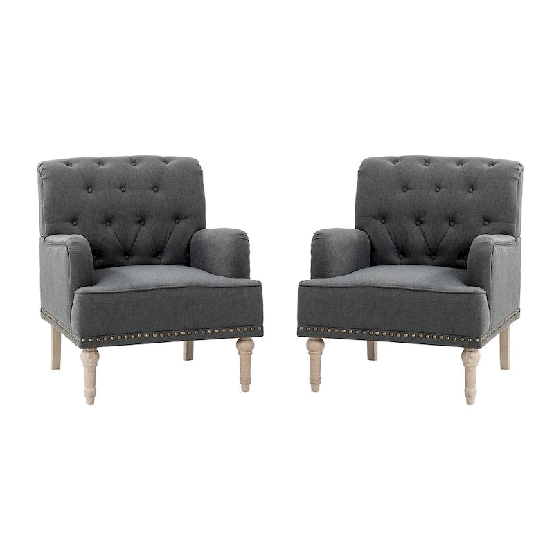 Fauteuil d'appoint rembourré traditionnel avec dossier capitonné