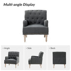 Fauteuil d'appoint rembourré traditionnel avec dossier capitonné
