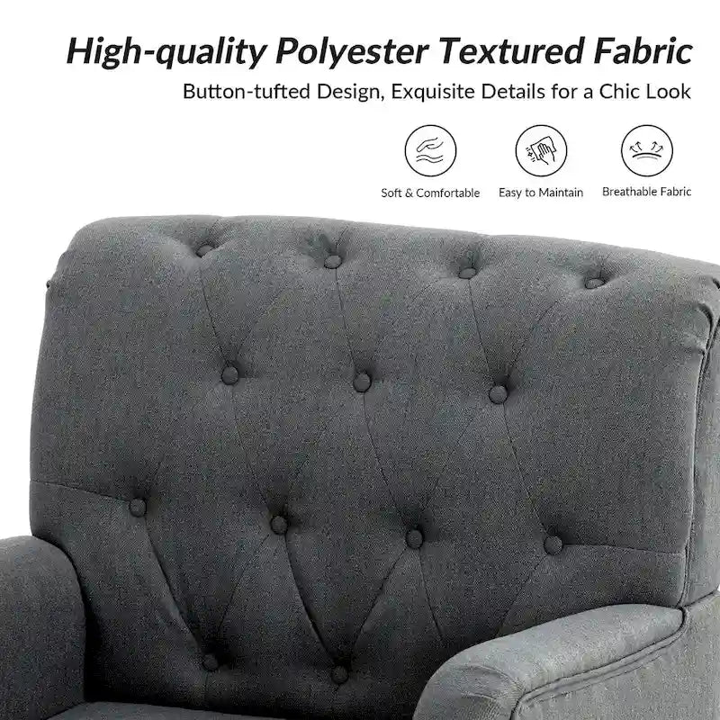 Fauteuil d'appoint rembourré traditionnel avec dossier capitonné
