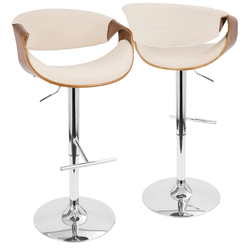 Tabouret de bar réglable en noyer, style moderne du milieu du siècle