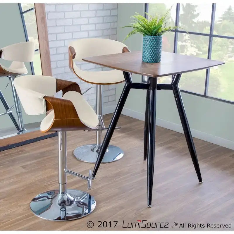 Tabouret de bar réglable en noyer, style moderne du milieu du siècle