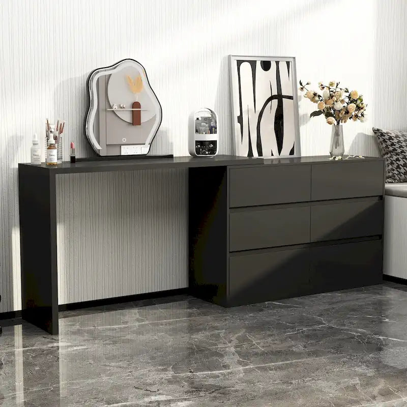 Coiffeuse et bureau rotatifs à domicile Commode à 6 tiroirs Meuble de maquillage