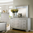 Commode et miroir contemporains en bois à 9 tiroirs, 2 pièces