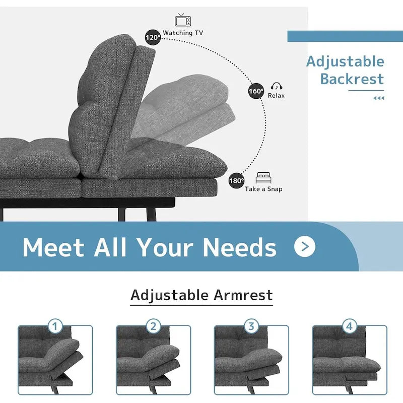 Canapé Futon, Canapé Convertible Pliable en Mousse à Mémoire de Forme, Lit de Repos