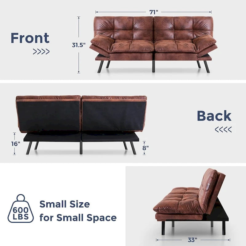 Canapé Futon, Canapé Convertible Pliable en Mousse à Mémoire de Forme, Lit de Repos