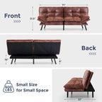 Canapé Futon, Canapé Convertible Pliable en Mousse à Mémoire de Forme, Lit de Repos
