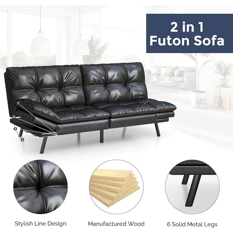 Canapé Futon, Canapé Convertible Pliable en Mousse à Mémoire de Forme, Lit de Repos