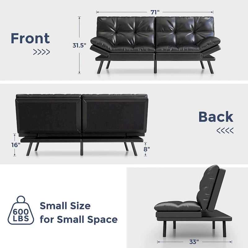 Canapé Futon, Canapé Convertible Pliable en Mousse à Mémoire de Forme, Lit de Repos