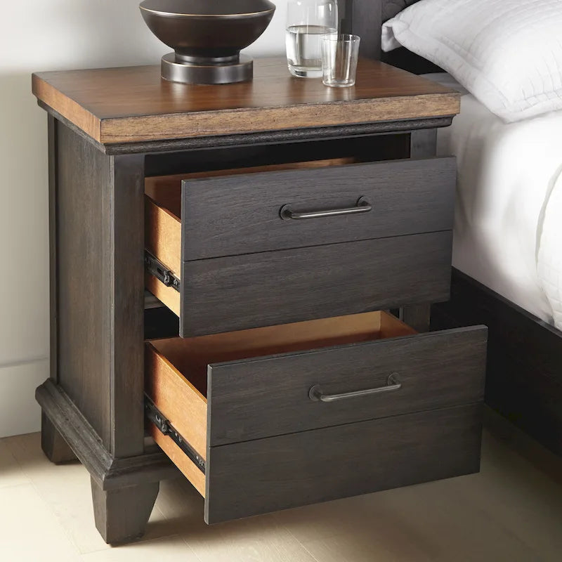 Table de chevet 2 tiroirs bicolore
