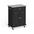 Chariot/îlot compact avec plateau en granit gris et finition noire