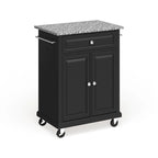 Chariot/îlot compact avec plateau en granit gris et finition noire