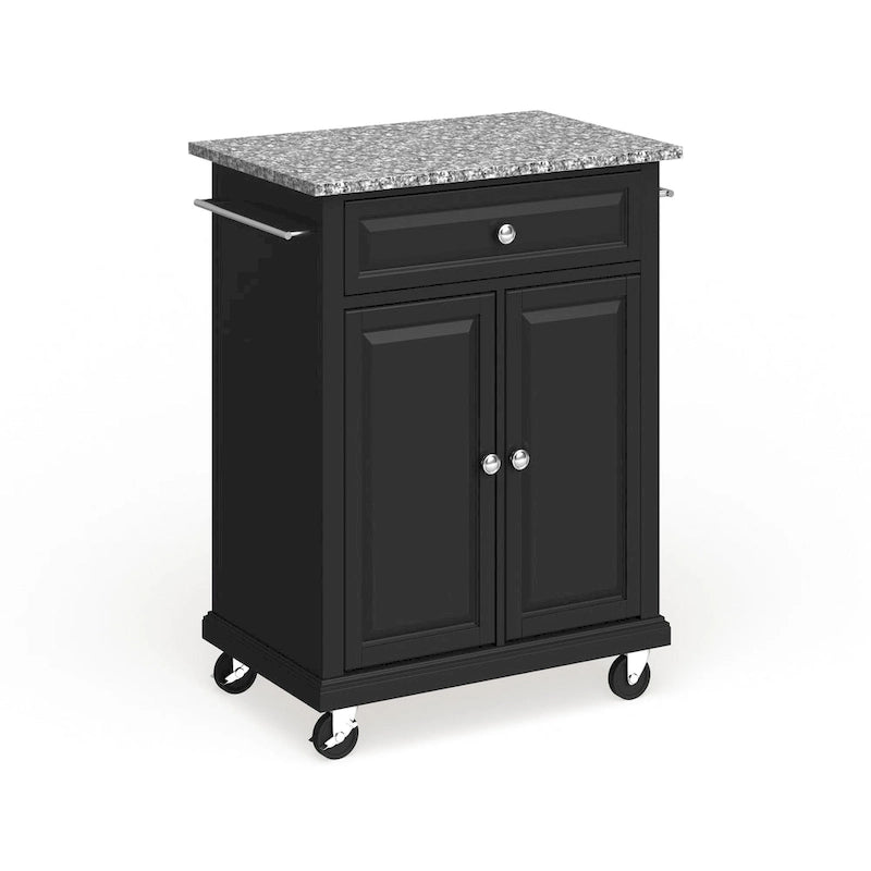 Chariot/îlot compact avec plateau en granit gris et finition noire